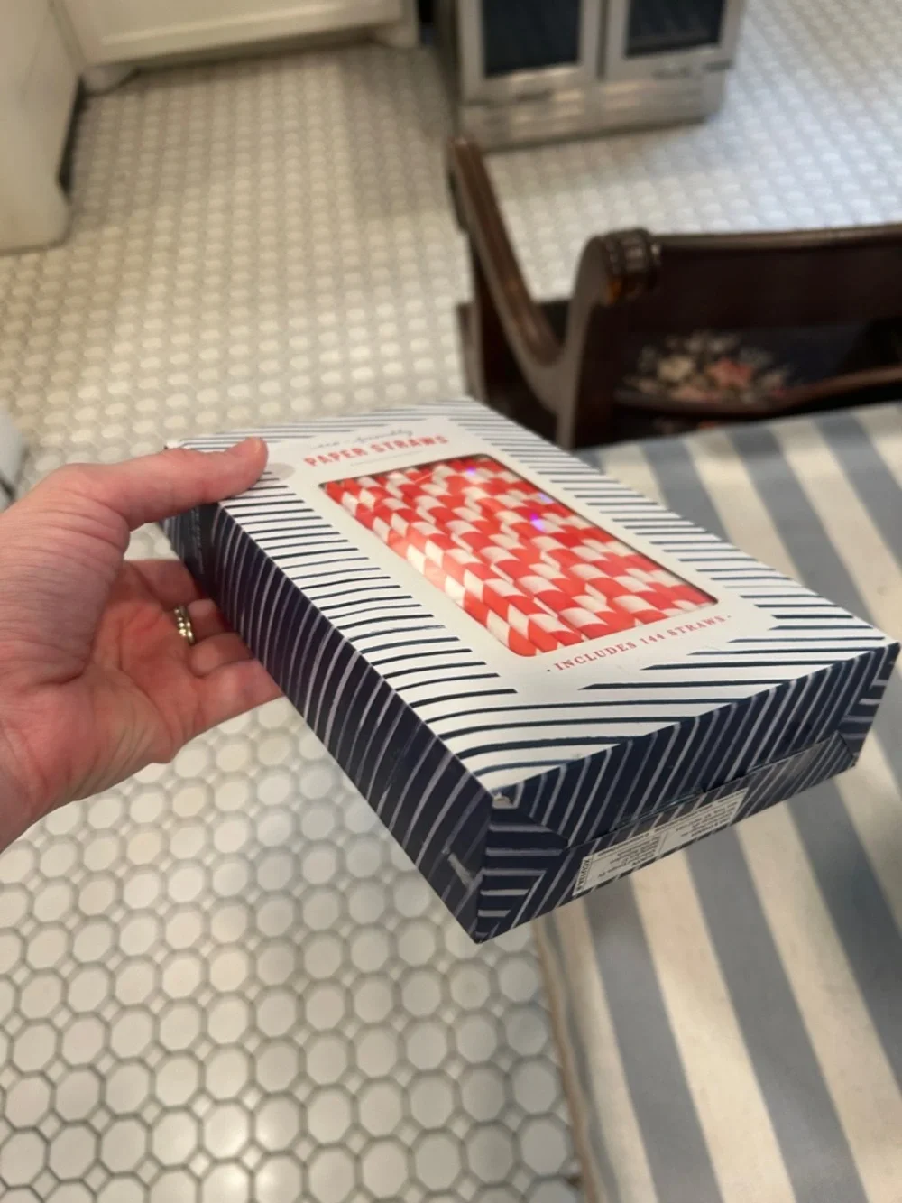 Anthropologie Red & White Chevron Paper Straws